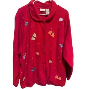 White Stag Ugly Women's Christmas Sweater Red Fleece Collar Plus Size 22w 24w